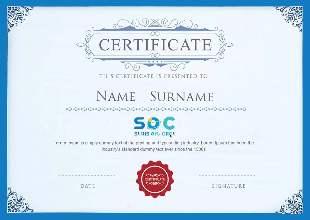 Skills On Click course certificate format