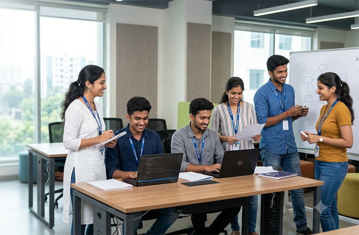 Interns learning IT skills at Skills On Click training institute in Patna